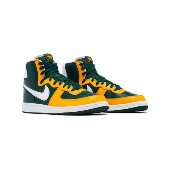 Nike High-Top Sneakers in Green, Yellow, and White